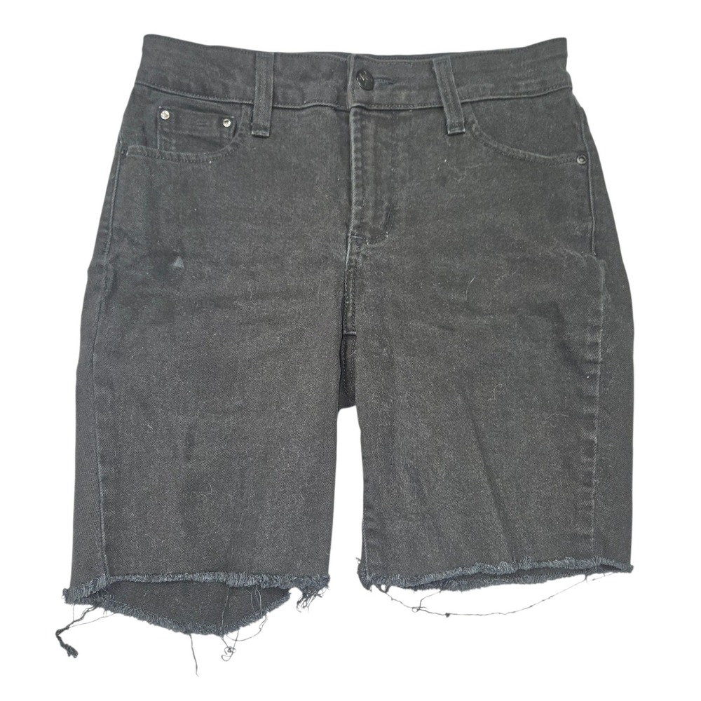 NYDJ Lift Tuck Denim Shorts Black Raw Hem Sz 0